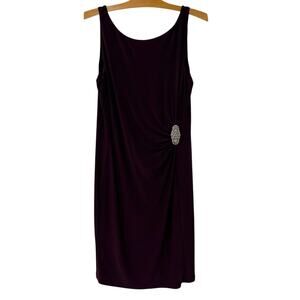 Lauren Ralph Lauren | Dress Purple Sleeveless Ruched Jewel- Size 14 Petite